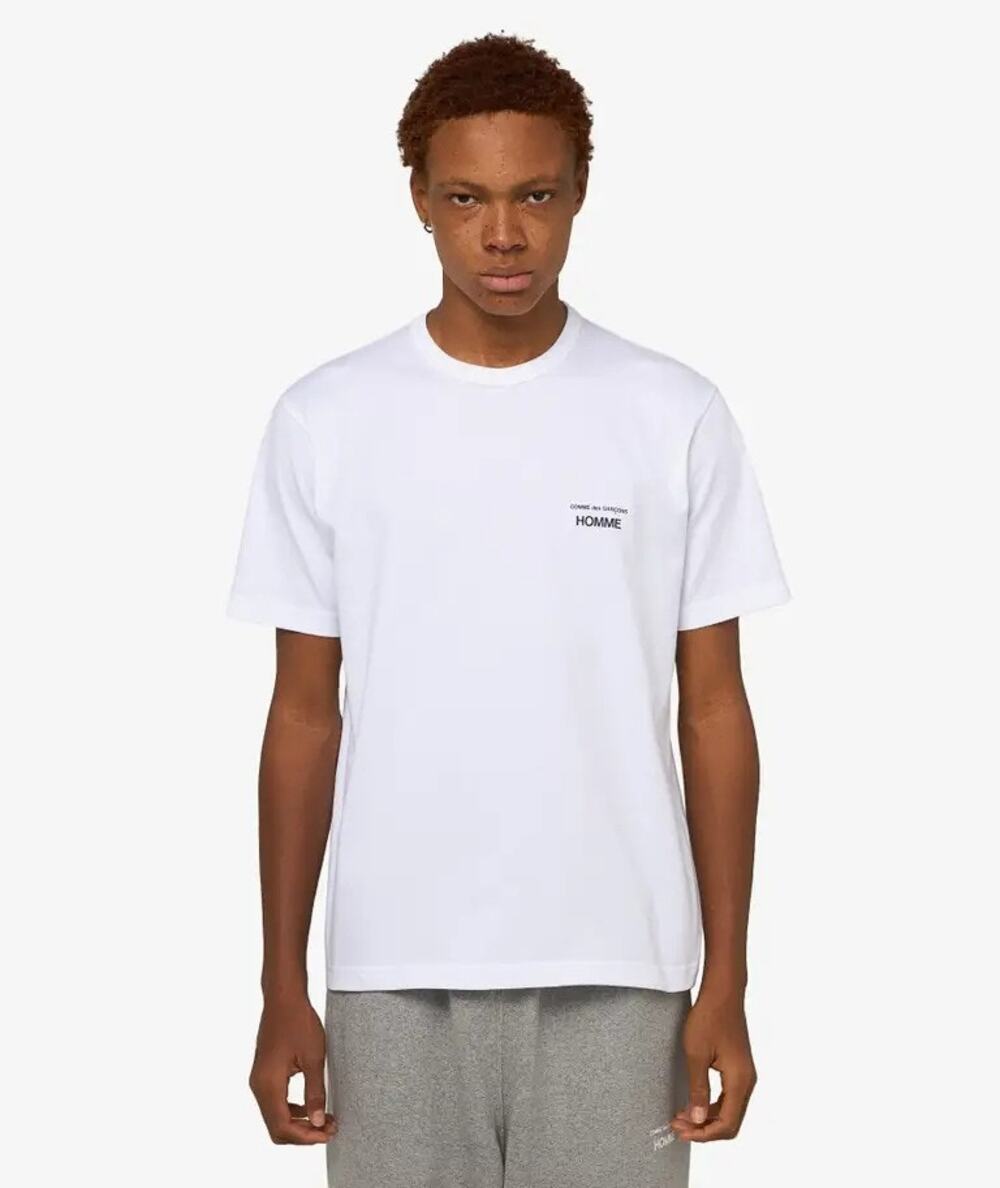Comme des Garcons Men's Medium White Homme Logo Print T Shirt Streetwear R4-16
